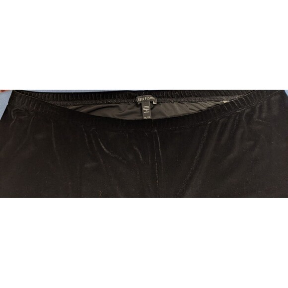 EILEEN FISHER Black Velour Velvet Straight Leg Pull-On Elastic Waist Pants XL - Picture 5 of 7